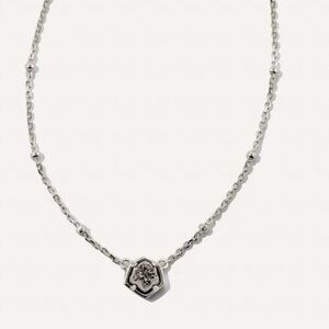 Kendra Scott Vanessa Sterling Silver Pendant Necklace in Platinum Drusy NWT